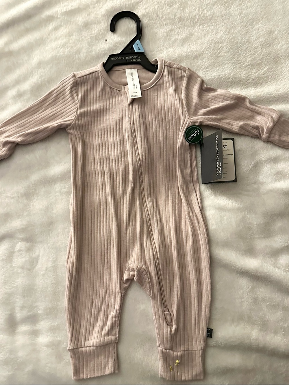 Modern Moments Ribbed Pink Zip-Front Baby Footie